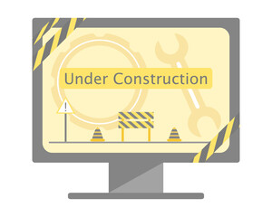Computer screen showing web under construction. Broken website wallpaper vector