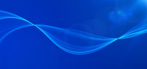 Blue abstract wave. Magic line design. Flow curve motion element. Neon gradient wavy illiustration.