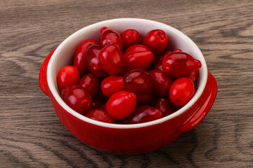 Sweet and ripe cornel berries