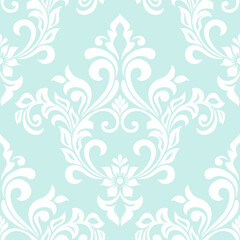 Damask seamless vector background. baroque style pattern. Blue and white floral element. Graphic ornate pattern for wallpaper, fabric, packaging, wrapping. Damask flower ornament.