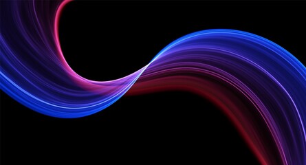 Blue and red abstract wave. Magic line design. Flow curve motion element. Neon gradient wavy illiustration.