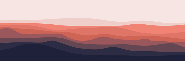 Fototapeta na wymiar minimalist landscape mountain scenery vector illustration for pattern background, wallpaper, background template, and backdrop design 