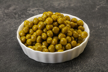 Marinated green pea in the bowl