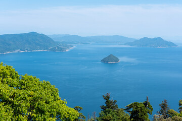 View of sea and islands from Mount Misen on Miyajima Island
