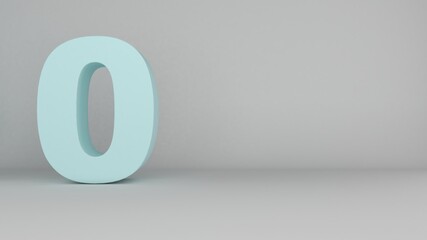 the number zero on a white background,3D render