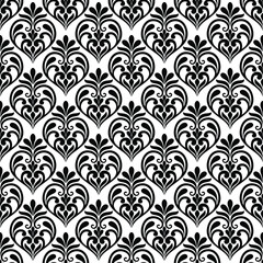 Fototapeta na wymiar Flower geometric seamless pattern. Black and white ornament. Fabric for ornament, wallpaper, packaging, vector background.