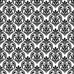 Flower geometric seamless pattern. Black and white ornament. Fabric for ornament, wallpaper, packaging, vector background.