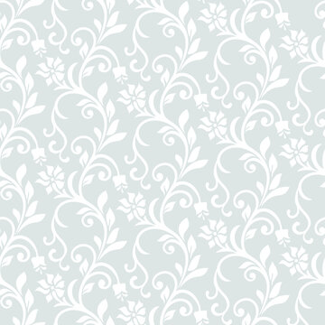 Floral seamless pattern. Gray and white element. Fabric for ornament, wallpaper, packaging, vector background.