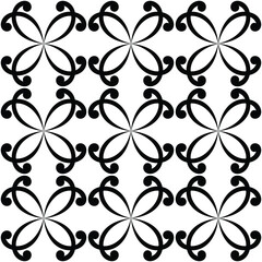 Floral geometric seamless pattern. Black and white ornament. Fabric for ornament, wallpaper, packaging, vector background