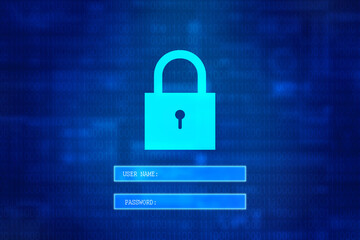 2d illustration Safety concept: Closed Padlock on digital background
