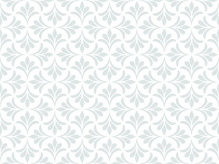 Flower geometric seamless pattern. Gray and white ornament. Fabric for ornament, wallpaper, packaging, vector background.