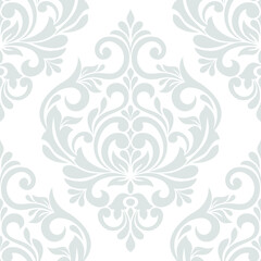 Fototapeta premium Flower geometric seamless pattern. Gray and white ornament. Fabric for ornament, wallpaper, packaging, vector background.