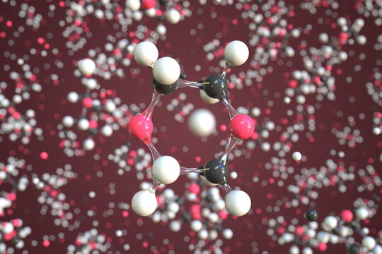 Dioxane molecule, conceptual molecular model. Chemical 3d rendering
