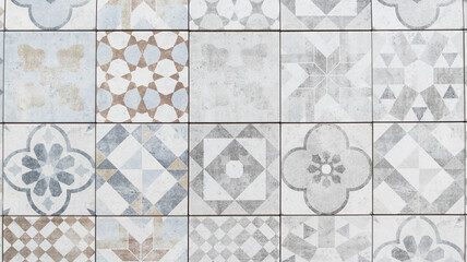 geometric Azulejo tile pattern Portuguese Spanish retro old tiles mosaic Mediterranean seamless background design