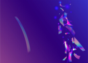 Obraz na płótnie Canvas Light Tinsel. Violet Blur Background. Bright Art. Cristal Glare. Laser Element. Surreal Foil. Retro Multicolor Template. Birthday Confetti. Purple Light Tinsel