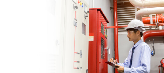 Industrial fire control system,Fire Alarm controller, Fire notifier, Anti fire. - obrazy, fototapety, plakaty