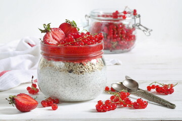 curd berry dessert in a transparent jar