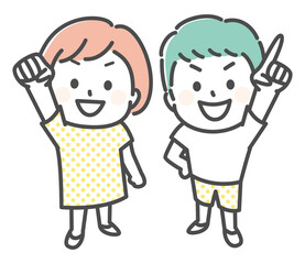 simple illustration of kids with line