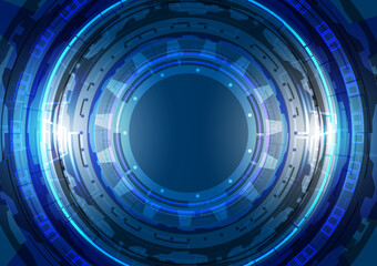 Abstract high tech background. Virtual reality technology innovation. Head-up display interface. Futuristic Sci-Fi glowing HUD circuit. Digital infographic business