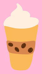 World Coffee Day, coffee mug, minimalistic drawings, cartoon style, black doodle, isolated images, vector illustrations. Vector illustration, sugar cubes, coffee beans