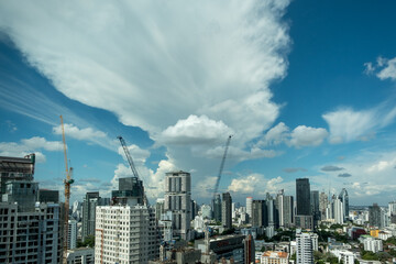 Storm clouds building over the Thong Lo district in downtown Bangkok