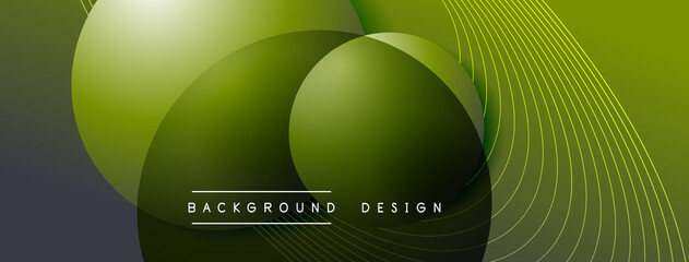 Gradient circles with shadows. Vector techno abstract background. Modern overlapping forms wallpaper background, design template