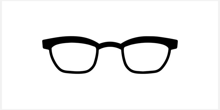 Hipster glasses icon isolated on white. Stencil clipart. Vector stock illustration. EPS 10