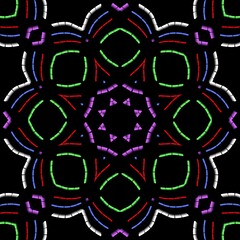 Naklejka premium Indian graphical floral designs with black background.