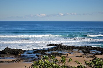 Rocky beach and waves. Phillip Island. Victoria. Australia