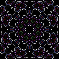 Indian graphical floral designs with black background.