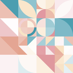 3 Geometry minimalistic boho style seamless pattern with rectangles, squares, circles, simple shape and figure. Abstract vector design template for web banner, corporate identity, print fabric.