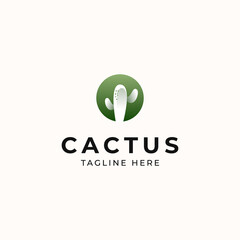 Cactus Modern Concept Logo Template Isolated in White Background