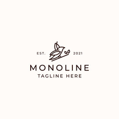 Bird Monoline Concept Logo Template Isolated in White Background
