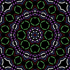 Floral pattern illustration with black background.