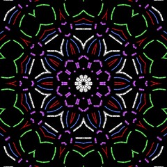 Floral pattern illustration with black background.