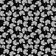Fan palm leaf print. Floral black and white seamless pattern. 