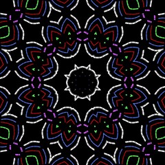 Floral pattern illustration with black background.