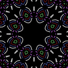 Floral pattern illustration with black background.