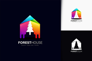 Forest house logo design with gradient