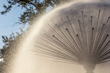 Water splashes from the fountain