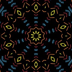 Indian Mandala pattern with black background.