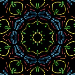 Indian Mandala pattern with black background.