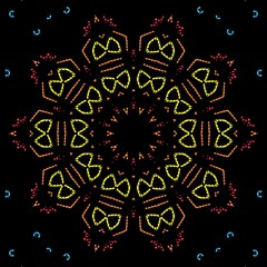 Indian Mandala pattern with black background.