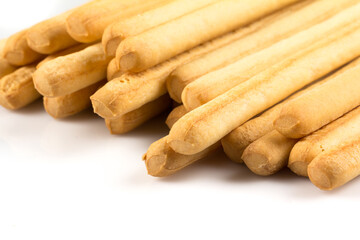 bread sticks on white background