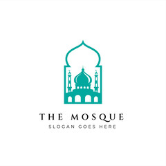 Mosque silhouette icon logo vector illustration design template