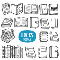 Various Books Doodle Illustration