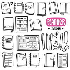 Planner and Stationery Doodle Illustration