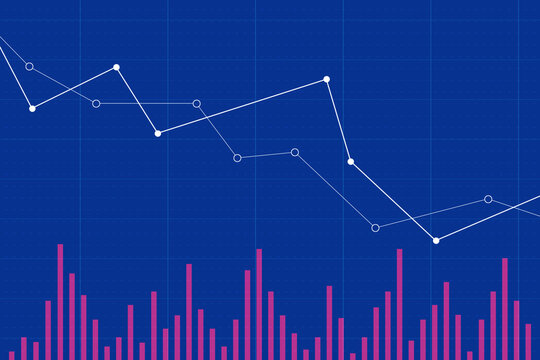 Business concept. Financial chart on blue background.