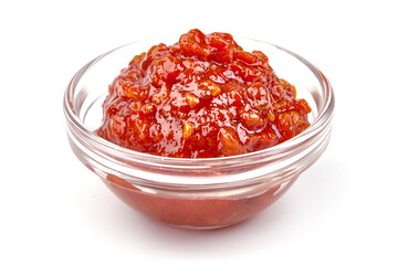 Adjika, tradtional georgian sauce, isolated on white background. High resolution image.
