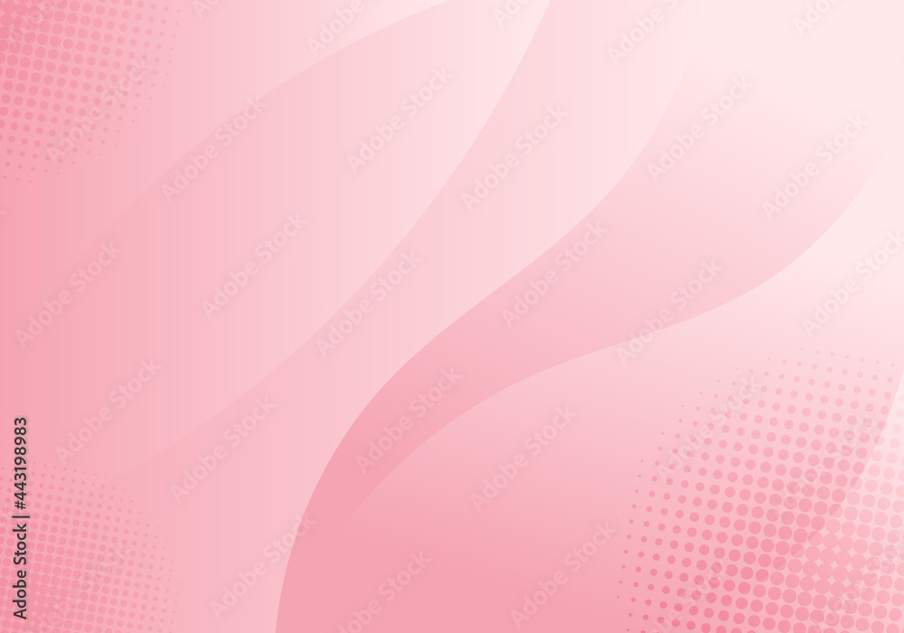 Wall mural abstract curved shape layer soft pink color with halftone effect background
